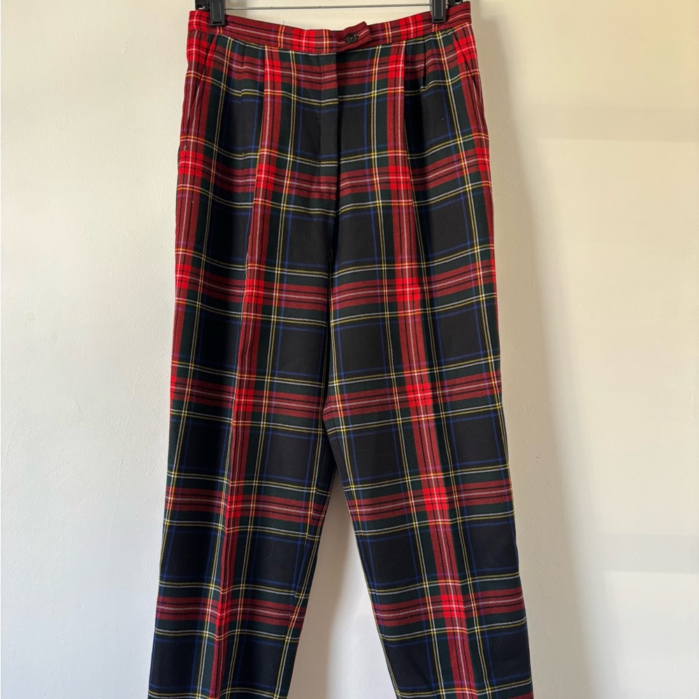 Vintage Tartan Plaid Red Checked Punk Rock 90's high waist Pants Trousers M